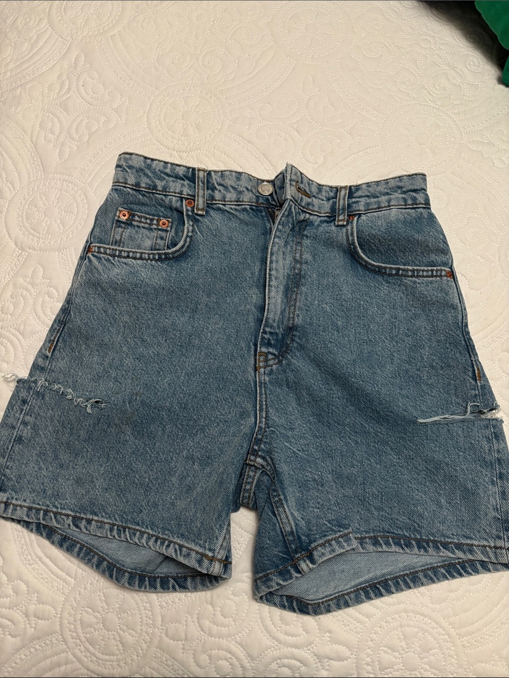Zara High Waist Denim Shorts - Blue